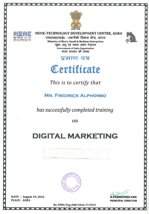 Government MSME digital marketing certificate